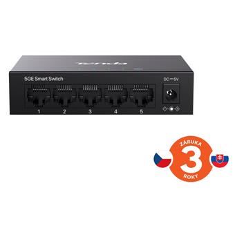 Tenda TEG2205D Websmart L2 cloud managed switch, 5x 10/100/1000 Mbps, Kov, Fanless - bez ventilátorov