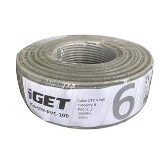 Síťový kabel iGET CAT6 UTP PVC Eca 100m/box, kabel drát, s třídou reakce na oheň Eca