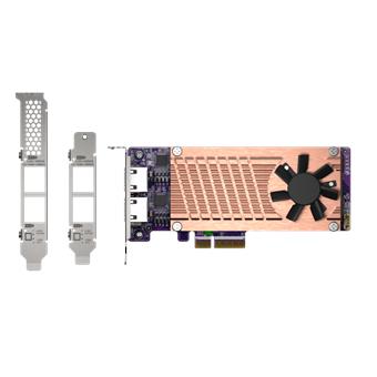 QNAP QM2 series, 2 x PCIe 2280 M.2 SSD slots, PCIe Gen3 x 4 , 2 x  Intel I225LM 2.5GbE NBASE-T port