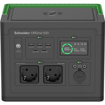 Schneider OffGrid Portable Power Station 500, 517Wh Lithium-ion, 2 Schuko, Sinewave