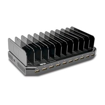 USB nabíjecí stanice s úložným prostorem, výstup 10x 12V, 8A, 96W, napájecí kabel Schuko