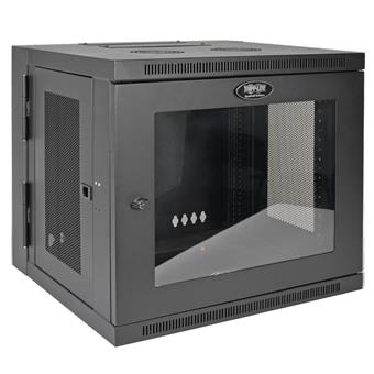 Skříň SmartRack 10U, Š=600mm, Hl=550mm, hloubka pro přepínače, prosklené dveře, montáž na stěnu