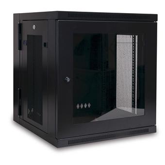Skříň SmartRack 12U, Š=600mm, Hl=550mm, hloubka pro přepínače, prosklené dveře, montáž na stěnu