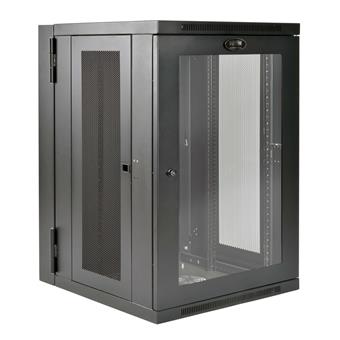 Skriňa SmartRack 18U, Š = 600mm, Hl = 650mm, hĺbka pre UPS, presklené dvere, montáž na stenu