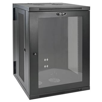 Skriňa SmartRack 18U, Š=600mm, Hl=550mm, hĺbka pre prepínače, presklené dvere, montáž na stenu