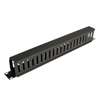 Kabelový manažer horizontální SmartRack 1U, kabelový kanál s výřezy pro kabely a krytem