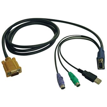 Kabel pro připojení přepínače KVM (řada B020,B022), HD15+PS2+USB-A/HD15 (Samec/Samec), 1.83m