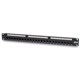Patch panel průchozí pro montáž do racku 1U, 24x Cat6/Cat5, RJ45 Ethernet