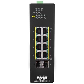 Přepínač 8x zdroj Lite Managed Ethernet Switch, 10/100/1000Mb/s, 2GbE SFP, PoE+ 30W, -10°?+60°C, DIN