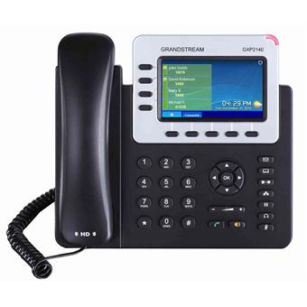 Grandstream GXP2140, 4,3" TFT bar. displej, 4 SIP účty, 4 prog. hr., BT, dual Gbit port, PoE