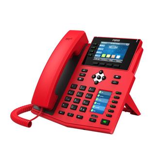 Fanvil X5U-R SIP červený tel., 3,5"bar.disp.+ 2,4" disp., 16SIP, 4link.tl., 30DSS tl., BT, dual Gbit
