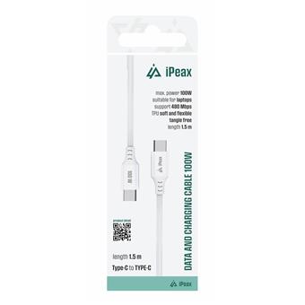 TPU KABEL USB-C / USB-C 1,5M, 5A, 100W BÍLÝ