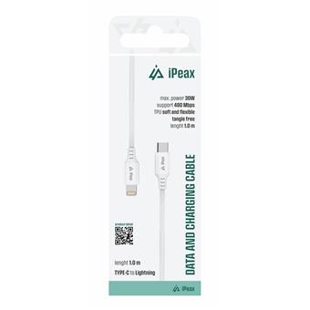 TPU KABEL USB-C / LIGHTNING 1M, USB 2.0 BÍLÝ