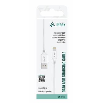 TPU KABEL USB-A / LIGHTNING 1M, USB 2.0 BÍLÝ