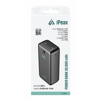 POWER BANKA 30000 mAh, 10,5 W, 2x USB-A ČIERNA