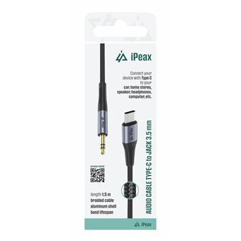 ADAPTÉR USB-C / 3,5 MM JACK 1,5 M ČERNÝ