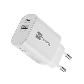 Dual GaN Charger 33W 1 USB-C/1 USB-A PD/PPS/QC - White