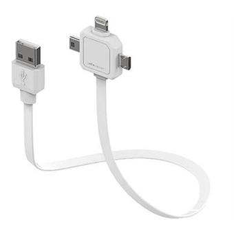 Data kabel PowerCube POWER USB CABLE, White, multi-vidlice (MicroUSB, MiniUSB, Apple Lightning)