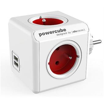 Zásuvka PowerCube ORIGINAL USB, Red, 4 rozbočka, 2x USB