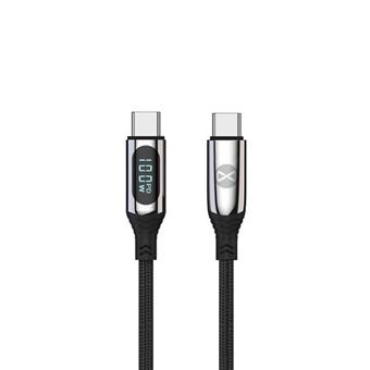Datový kabel s LCD Forever USB-C/USB-C 1m 100W černý
