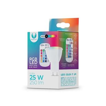 LED žiarovka Forever GU10 RGB 5W s diaľkovým ovládaním biela