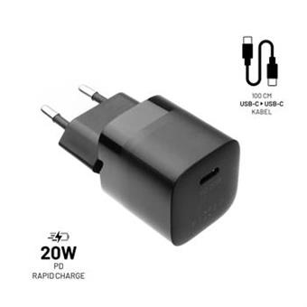 FIXED nabíječka, USB-C,USB-C/USB-C kabel,1m, 20W