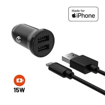 Autonabíječka FIXED, 2xUSB, USB/Lightning kabel