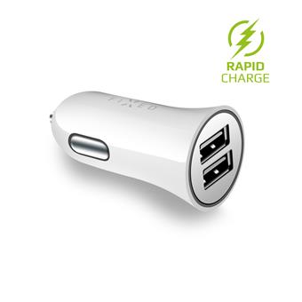 Autonabíječka FIXED s 2xUSB, 24W (2x 2,4A), bílá