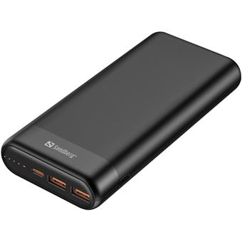 Sandberg Powerbank 20000mAh, USB-C PD 65W + 2x QC3.0, černá