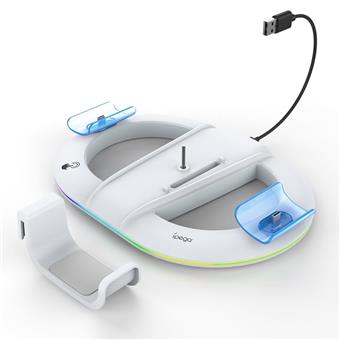 iPega P5S045 Vertikální Nabíjecí Stojan s RGB pro PS5/PS5 Slim White
