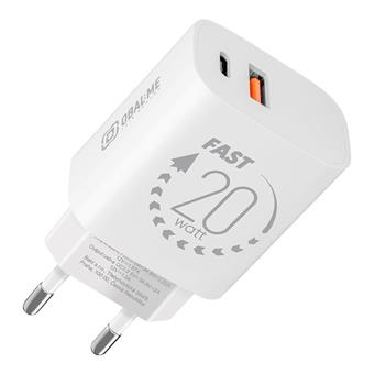 OBAL:ME Cestovní Nabíječka USB-A + USB-C 20W White