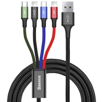 Baseus dátový kábel 4v1 microUSB+USB-C+2xLightning 1,2m 3,5A čierny