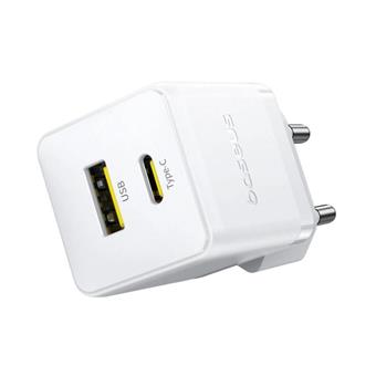 Baseus Rychlonabíječka do sítě Palm 30W 1xUSB-A 1xUSB-C PD QC 3.0 bílá