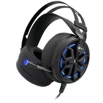 Herní sluchátka C-TECH Marsyas (GHS-11B), pro gaming, podsvícená, černo-modrá