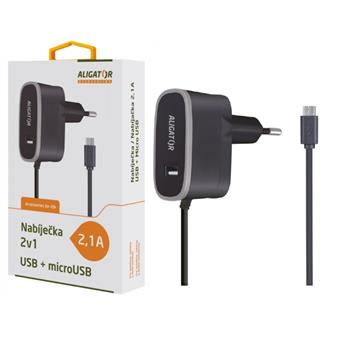 ALIGATOR nabíječka MicroUSB s USB výst 5V/2,1A, černá
