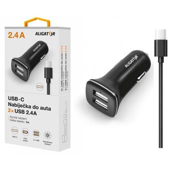 ALIGATOR Nab. do auta USB-C 2,4A TCH, černá