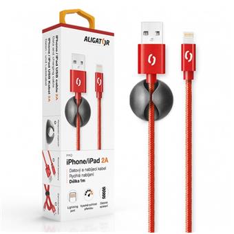 ALIGATOR PREMIUM Dátový kábel 2A, Lightning červený