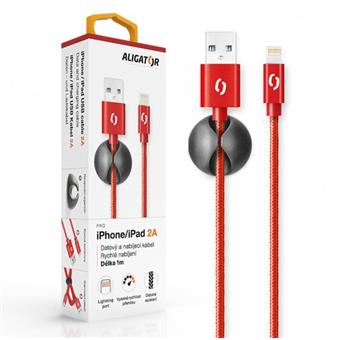 ALIGATOR PREMIUM Datový kabel 2A, Lightning červený