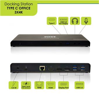 PORT CONNECT Dokovacia stanica 11v1, 3x 4K USB-C + USB 3.0