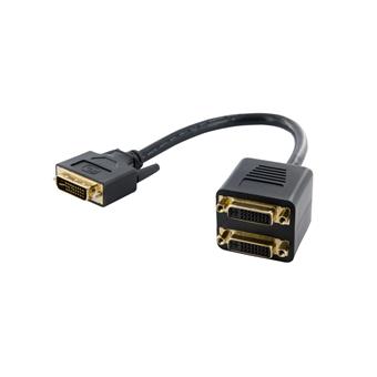 4World Adaptér DVI-I 24+5M - 2xDVI-I 24+5F Black