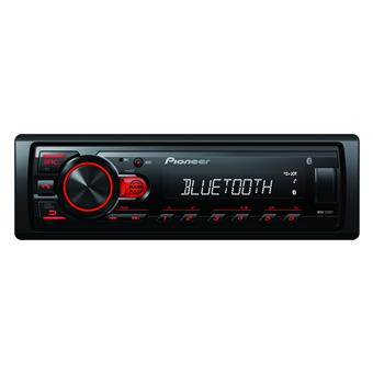 Pioneer MVH-230 autorádio s USB a Bluetooth s integrovaným mikrofonem červené