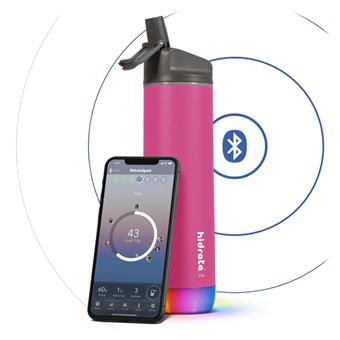 HidrateSpark Steel – chytrá lahev s brčkem, 620 ml, růžová