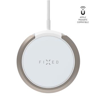 Bezdrátová nabíječka FIXED MagPad s podporou uchycení MagSafe a stojánkem, 15W, bílá