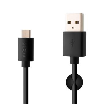 Datový a nabíjecí kabel FIXED s konektory USB/USB-C, USB 2.0, 1 metr, černý