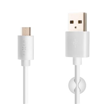 Datový a nabíjecí kabel FIXED s konektory USB/USB-C, USB 2.0, 1 metr, bílý