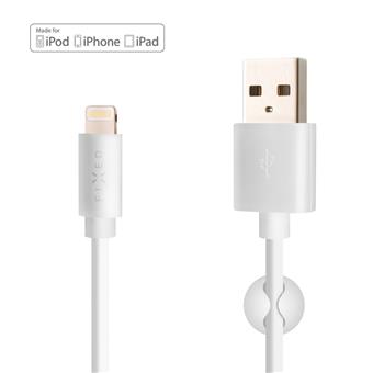 Datový a nabíjecí kabel FIXED s konektory USB/Lightning, 1 metr, MFI certifikace, bílý