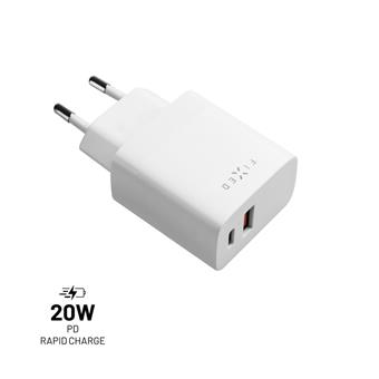 FIXED nabíječka USB-C/USB, PD+QC 3.0, 20W, bílá