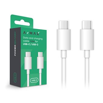 A-MAX datový kabel USB-C/USB-C 3A 1,2m, bílý