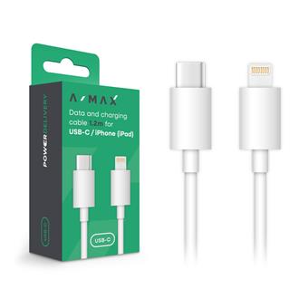 A-MAX datový kabel USB-C/Lightning 3A 1,2m, bílý