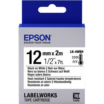Epson Label Cartridge Heat Resistant LK-4WBH Black/White 12mm (2m)